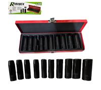 Ribimex Set 10 bussole 1/2 lunghe 78 mm Chiavi bussola esagonali Acciaio Crv Box