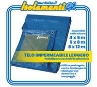 Ribimex Telo di Protezione Leggero Impermeabile in Polietilene 4x5 5x8 8x12 m