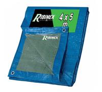 Ribimex Telo Impermeabile da Esterno 4x5 m, in Polietilene 65 g/m² | Occhielli in Alluminio, Resistente agli Agenti Atmosferici, Ideale per Uso Domestico e Campeggio, PRB06504X05