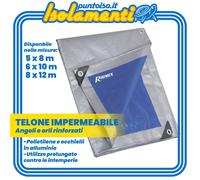 TELO RIBIMEX TELONE GRIGIO/BLU OCCHIELLATO 6X10 RINFORZATO 250GR COPRI PISCINA