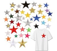 Ricamati Patch stella a cinque punte, Toppe Termoadesive, Stella da 40 Pezzi, Varie Patches Applicabili con Ferro da Stiro, Ricamati per Personalizzare Jeans, Gonne, Cappelli, Vestiti(colore multiplo)