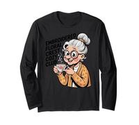 Ricamato Floreale Stemma Nonna Carino Maglia a Manica