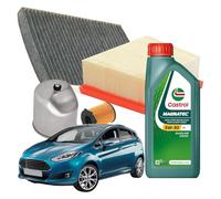 Ricambi auto SMC: Kit Tagliando 4 filtri + 4 litri olio motore Castrol Magnatec 5w30 A5 per Ford Fiesta VI 1.6 Tdci 75 cv - Filtro Aria, Olio, Carburante e Abitacolo al carbone attivo