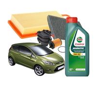 Ricambi Auto Smc Kit Tagliando Per Ford Fiesta VI Con 4 Litri Di Olio Motore Castrol Magnatec 5w30 A5, 385x139x48 mm, 83x72 mm, 131x132 mm, 239x190x20 mm