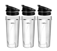 Ricambi For Frullatore, Compatibili Con Ninja, Confezione Da 3 Bicchieri Da 16 Once Con Coperchi Da Asporto, Compatibili Con Nutri, QB3001SS Easy-Clean