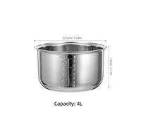 Ricambi for pentola interna universale for cuociriso da 1,6L, 2L e 4L, in acciaio inossidabile 304, for pentola interna di ricambio for cucina elettrica da cucina(4L)