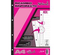 Ricambi Forati Rinforzati Rig C 1 Rigo Con Margini 40 Fogli 90 Gr Per Carpette Ad Anelli