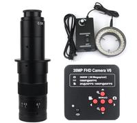 Ricambi per Microscopi da Laboratorio Microscopio Videocamera 1080P 38MP HDMI USB Industrial Lab Digital Video Fotocamera + 120X 180X 130X Obiettivo con attacco C + 56 LED Ring Light