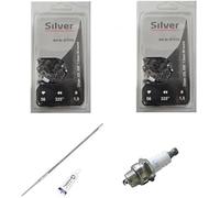 ricambio 2 Catene da 56 Maglie Passo 0.325" Spessore 058" 1.5mm, per Motoseghe Scoppio 26cc 43cc Set Ricambio 2 Catene + 1 Tubetto di Grasso Lubrificante + Lima affilacatena + Candela L7T