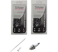 ricambio 2 Catene da 66 Maglie Passo 0.325" Spessore 058" 1.5mm, per Motoseghe Scoppio 26cc 43cc Set Ricambio 2 Catene + 1 Tubetto di Grasso Lubrificante + Lima affilacatena + Candela L7T