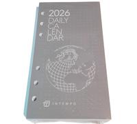 RICAMBIO 2026 CALENDARIO DAILY GIORNALIERO 6 fori 9,5x17 cm Intempo + penna a scatto e segnalibro