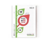 RICAMBIO A4 RINFORZATO Rambloc FSC 100 gr. Pacco da 4 Ricambi Rigo 4F (400 pagine totali) Massima Durabilità e Qualità per Tutte le Tue Esigenze di Scrittura e Archiviazione