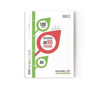 RICAMBIO A4 RINFORZATO Rambloc FSC 100 gr. Pacco da 4 Ricambi Rigo C (400 pagine totali) Massima Durabilità e Qualità per Tutte le Tue Esigenze di Scrittura e Archiviazione