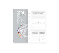 Ricambio Agenda 2025 Settimanale 12 Mesi Carta Bianca Formato 17x9 cm