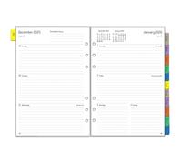 Ricambio Agenda Organizer 2026 Settimanale A5, 6 Fori, Planner Diario con Divisori Mensili, Password, Nota, Contatto, Da Gennaio a Dicembre 2026, 100gr, Ricariche per Taccuino 6 Anelli