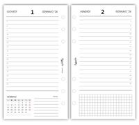 Ricambio agenda organizer giornaliera a righe 2026 9,5x17cm 80gr 6fori bianco