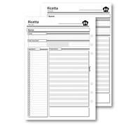 Ricambio agenda organizer ricette da fare 15x21cm A5 6fori 30pz 30fogli bianco