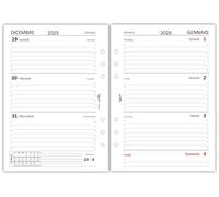 Ricambio agenda organizer settimanale BI-LINGUA 15x21cm A5 6 fori - 90 grammi bianco
