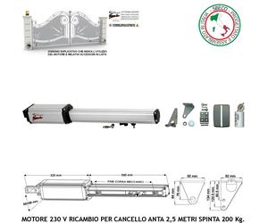 Ricambio Automatismo Motore Cancello Anta 2,5 Metri 230 V Corsa 400 mm Serai VDS
