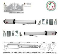 RICAMBIO CANCELLO 6 MT 2 ANTE MOTORI 230 V CORSA 500 MM COMPATIBILE CAME FAC VDS