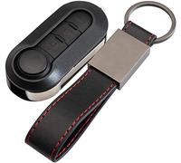 Ricambio Chiave per Telecomando Compatibile per Fiat Grande Punto Evo Panda Bravo 500 L e Lancia Y Delta Musa Guscio con Lama a 3 Tasti PORTACHIAVI + LOGO INCLUSO