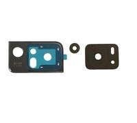 Ricambio compatibile con TCL 40 SE T610H T610K T610K2 vetro posteriore vetrino scocca lente obbiettivo+Cornice RING rear fotocamera BACK camera (Nero)