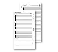 Ricambio fogli musica pentagramma graffa 9,5x17 da 50 fogli per agenda organizer