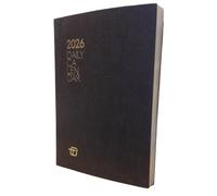 Ricambio Interno Agenda Intempo Giornaliero 2026 cm. 17x24 fasciata in cartoncino marrone - pagine avorio taglio oro + Omaggio Penna a scatto e segnalibro