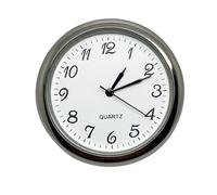 Ricambio Miniatura Clock Insert Metallo Cromato Lunetta Arabo Numeri Batteria