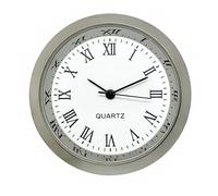 Ricambio Miniatura Clock Insert Metallo Cromato Lunetta Numeri Romani Batteria