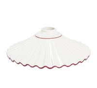 Ricambio paralume piatto in ceramica bianca con bordo rosa per lampadario a sospensione classico rustico country - 30 cm 100% Made in Italy