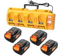 Ricambio per batteria Dewalt 20V Max e caricabatterie Combo con 4 batterie 6.0Ah 20V e caricabatterie a 4 porte, compatibile con batterie Dewalt 12V-20V e tutti gli utensili cordless Dewalt 20V