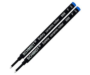 Ricambio Schmidt 888 per penna a sfera con punta fine (0,6 mm) inchiostro blu, corpo in plastica, punta in acciaio inossidabile, sfera di sicurezza in ceramica - Confezione da 2