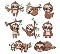 Ricami da stiro,Patch termoadesive per animali | creativi a forma pigra carina 8 pezzi per abiti cappelli ragazze abbigliamento donna zaini camicie jeans giacca