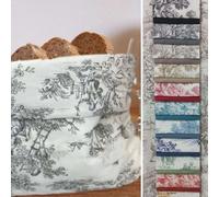 RICAMI FIORENTINI BALDI - Cestino Pane Tessuto Cotone Toile de Jouy - Elegante contenitore pane Stile Shabby Chic per la Tavola. Prodotto in Toscana (blu)