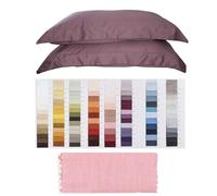 RICAMI FIORENTINI BALDI Coppia di federe cm 52x82 in Raso di Cotone 100%. Prodotto Artigianale Toscano. Rosa 2193