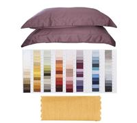 RICAMI FIORENTINI BALDI Coppia di federe cm 52x82 in Raso di Cotone 100%. Prodotto Artigianale Toscano.Giallo Oro 322