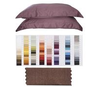 RICAMI FIORENTINI BALDI Coppia di federe cm 52x82 in Raso di Cotone 100%. Prodotto Artigianale Toscano. Marrone 531