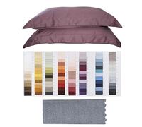 RICAMI FIORENTINI BALDI Coppia di federe cm 52x82 in Raso di Cotone 100%. Prodotto Artigianale Toscano. Grigio Scuro 650