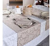 RICAMI FIORENTINI BALDI Runner da tavolo in tessuto antimacchia disegno FIOCCO, cm 45x170. Colori a scelta. Prodotto in Toscana