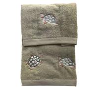 RICAMI FIORENTINI BALDI Set Asciugamani Ricamati, Spugna di Cotone 100% 500 gr/mq, 2 Pezzi: 1 Viso+1 ospite. Idea Regalo. Prodotto Artigianale Toscano (2 Pezzi Tartaruga, Verde)