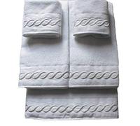 RICAMI FIORENTINI BALDI Set Asciugamani Ricamati, Spugna di Cotone 100% 550 gr/mq, 5 Pezzi: 2 Viso+2 ospite + 1 Telo Doccia. Idea Regalo. Prodotto Artigianale Toscano (5 Pezzi Esse, Bianco)