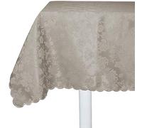 RICAMI FIORENTINI BALDI Tovaglia antimacchia Rettangolare per 12 Cm 140x240. Antimacchia No Stiro Tipo fiandra rifinitura Orlo Smerlato. Molto Resistente. Prodotto Artigianale Toscano. Sabbia 550