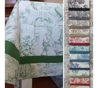 RICAMI FIORENTINI BALDI Tovaglia da tavolo in robusto cotone 100% panama con balza tinta unita. Prodotto in Toscana (Toile de Jou, Rettangolare cm 140x240)