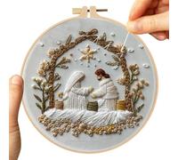 Ricamo di Natale - Kit di ricamo Natività, facile modelli per principianti, ago da cucire con quadrante filo per il libero creativo a casa, adolescenti e ragazze adulte
