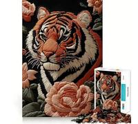 Ricamo di una tigre, puzzle da 1000 pezzi per adolescenti, gioco stimolante per la mente, attività per la casa, ritaglio chiaro, regalo affettuoso 38x52cm