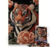 Ricamo di una tigre, puzzle da 1000 pezzi per adolescenti, gioco stimolante per la mente, attività per la casa, ritaglio chiaro, regalo affettuoso 38x52cm
