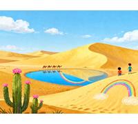 Ricamo Punto Croce Set, Arcobaleno sopra il deserto 11CT Principianti Cucito a Mano Cross Stitch Embroidery Starter Kit per Decorazione Domestica 40x50cm