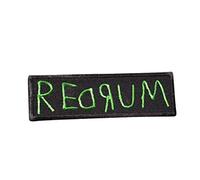 Ricamo Redrum (omicidio) in rosso (Cavallo di Stanley Kubrick, Stephen King), The Shining, Parole, Horror, Film, Friday 13, Killer4 Ricamato Ferro su Applique Souvenir Accessorio