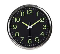 Ricardonty Grande orologio da parete luminoso rotondo da 12 pollici che brilla nel deCor interno scuro senza Tic-Tac - argento